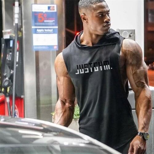 New Fashion Cotton Muscle Sleeveless Hooded Shirts Men Gym Hoodies Tank Top Men Fitness Shirt Bodybuilding Singlet Workout Vest