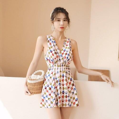 2021 New Korean Sexy Deep V Neck High Waist Swimwear Women Plaid One Piece Swimsuit Female Backless Monokini Bathing Suit