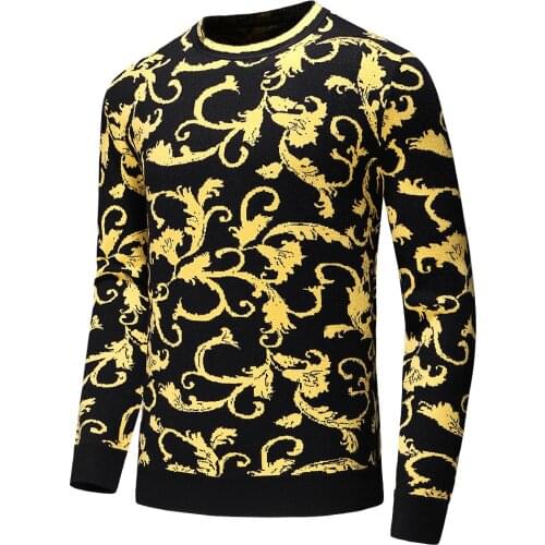 New Arrivals Mens Fashion Letter Embroidery Knitwear Winter Mens Clothing Crew Neck Long Sleeve Sweater for Men