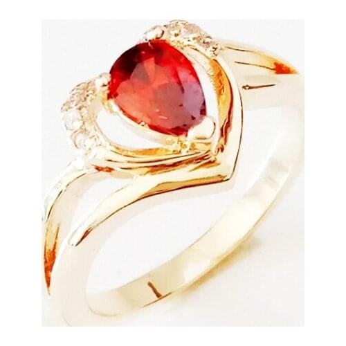 Gold 585 Ring New Fashion Women Jewelry Wedding Ring Trendy Heart Shape Design Red Cubic Zircon Lovely Women Rings