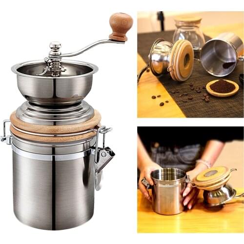 Durable Manual Coffee Grinder with Adjustable Setting with Airtight Canister with Metal Burrs Bean Burr for Drip Coffee Espresso