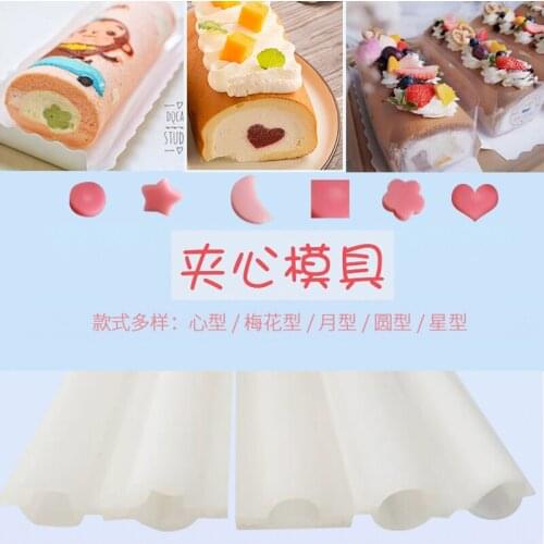 Long Tube Moon Star Heart Shaped Mold Silicone Mold Cake Roll Filling Sandwich Mould Dessert Mousse Chocolate Tubular Mould