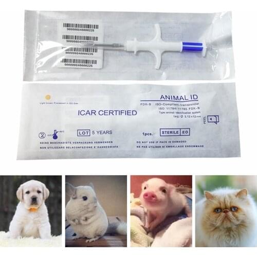 Dog Microchip RFID Implantable Glass Transponder Pet Id Cat Chip with Needle Injector Animal Microchip 2.12*12mm/1.4*8/1.25*7mm