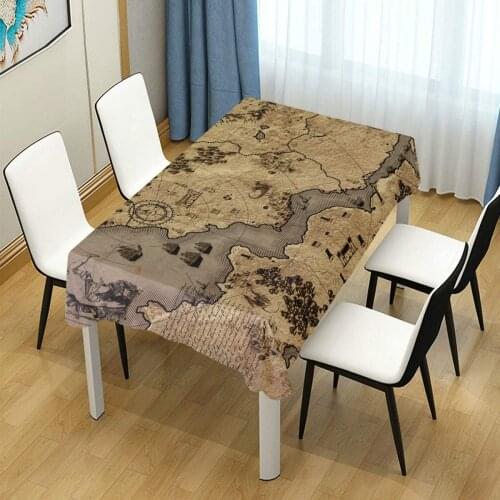 Map Old Vintage Tablecloth Polyester Table Cover