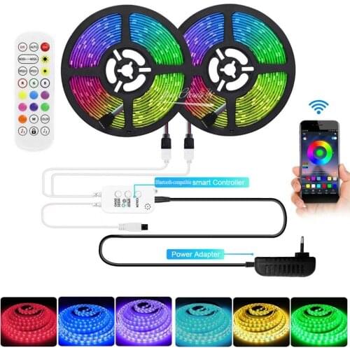 5050 30LED/M RGB LED Strip Light DC12V Flexible Tape Ribbon Diode With Bluetooth-compatible Dimmable Controller +24keys Remote