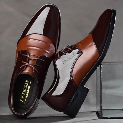Spring and Autumn Summer Mens Pointed Toe Dress Shoes Mens Black Brown Wedding Shoes Oxford Dress Shoes Large Size 38-48