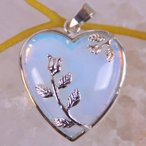 Luck Opal Bead Pendant Jewelry For Woman Gift Heart S573