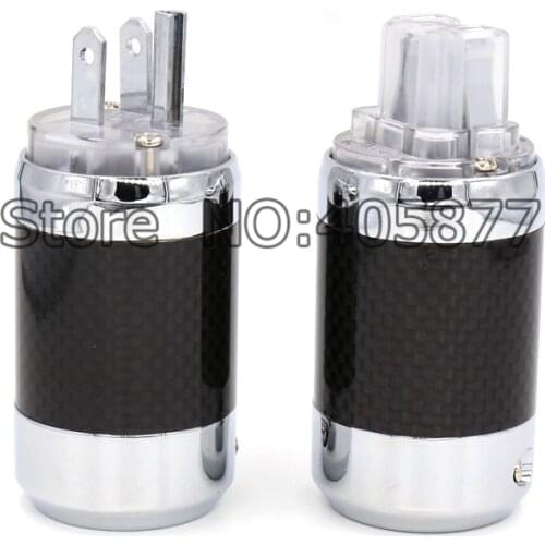 Carbon Fiber Rhodium Plated US Power Plug Connector HIFI IEC Female plug