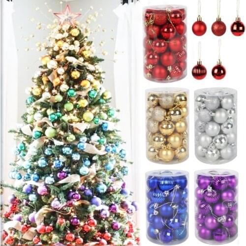 34pcs 4cm Christmas Ball Tree Decor Bauble Palle Natale Xmas Party Hanging Ball Decorations for Home Navidad Kerst Decoratie