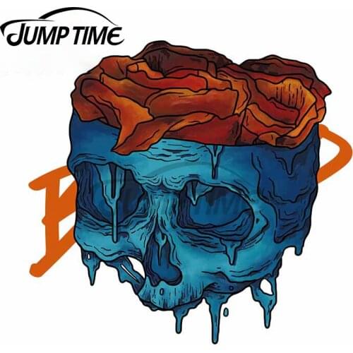 Jump Time 13 x 12.8cm Gothic Skeleton Brains Car Stickers Windows Waterproof Decal Motorcycle Helmet Fine Laptop Bumper Decor