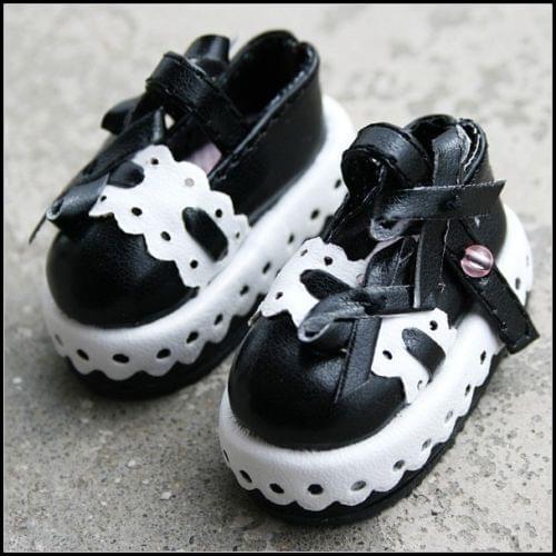 [wamami] 14# Black & White 1/6 SD AOD DZ BJD Dollfie Leather Outfit/Shoes ~ 4.5cm