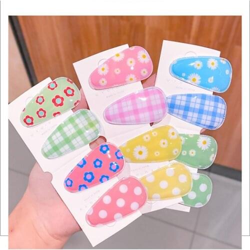 5Pcs/Set Lovely Kid Girl Water Drop BB Hairpin Creative Grid Flower Fruit Design Bang Clip Charming Girl Hair Accessories