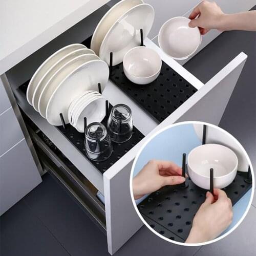 1PCS Kitchen Shelf Organizer Telescopic Dish Plate Drying Rack Bowl Pot Lid Storage Holder Adjustable Kitchen Dish Drying Rack