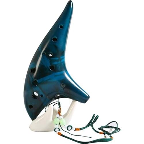 12 Hole Ceramic Ocarina Alto C Tone Classic Flute Zelda Instruments with Protection Bag + Lanyard Gift Rope