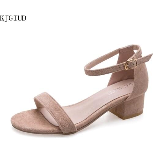 2019 Summer New Fashion High-heeled Womens Sandals With a Buckle In The Thick With The Open Toe Shoes Sapato Feminino