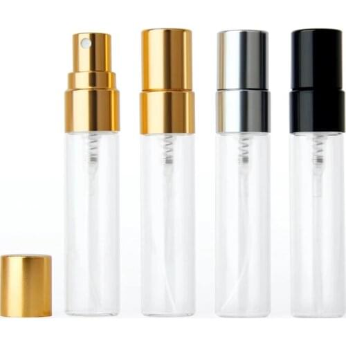 50pcs/lot 5ml Perfume Spray Bottle Travel Thin Glass Empty Cosmetic Bottle With Aluminium Pump