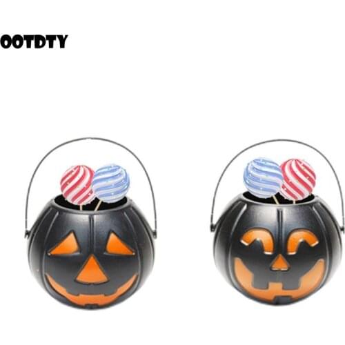 6Pcs Halloween Mini Pumpkin Candy Holder Bowl Portable Kids Trick Or Treat Plastic Pot Wizard Bucket Kettle Basket Party Favors