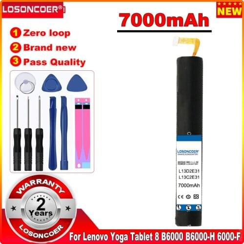 LOSONCOER New listing 7000mAh L13D2E31 L13C2E31 Tablet Battery for Lenovo Yoga Tablet 8 B6000 B6000-H B6000-F 60044 60043