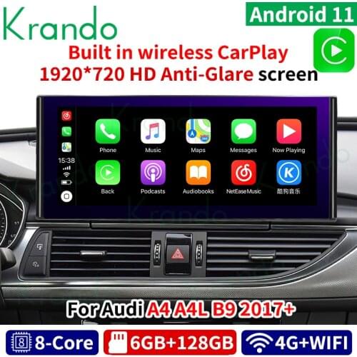Krando Android 10.0 4G 128G ROM 10.25''IPS Car Radio Navi for Audi A4 A4L B9 A5 2017 2018 2019 2020 Multimedia Wireles Carplay