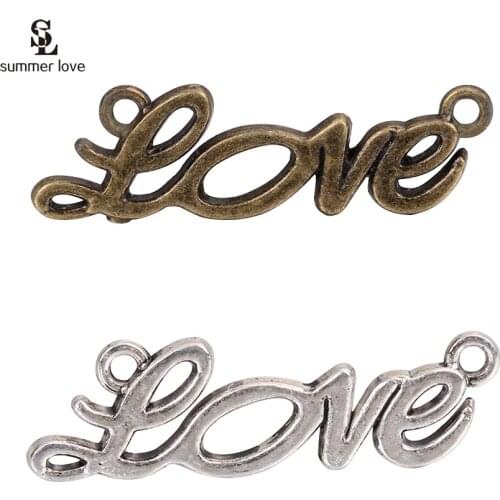 Wholesale cheap price 20pcs/lot bronze vintage love connector big hole loop bracelets&necklace charms diy jewelry making
