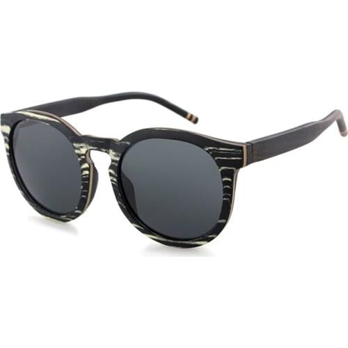 Dropshipping Italian Design Expensive Fashionable round Grey Lens Wooden Laminated Sunglasses for Men