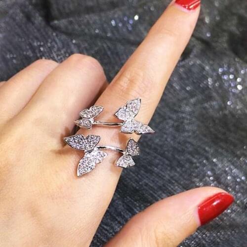 Huitan Animal Open-Rings Flying Butterfly Birthday Romantic Gift For Girlfriend Gold/Rose Gold/Silver Color Available Midi Ring