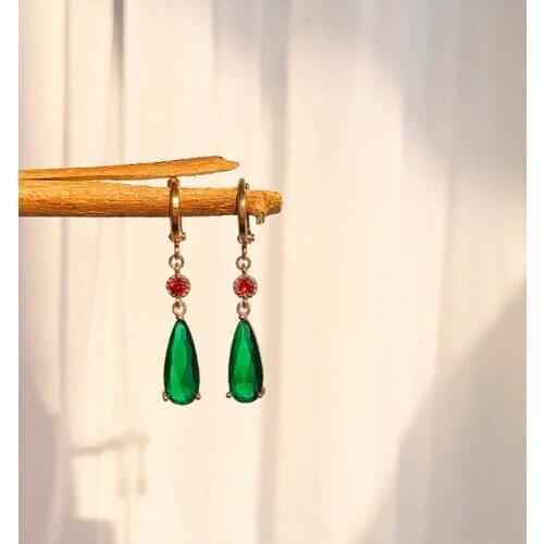 Classic Waterdrop Emerald Crystal Dangle Earrings for Women Mom, Sisters, Girlfriends