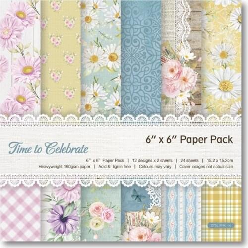 KLJUYP 24 sheets 6"X6" Time to Celebrate paper pad Scrapbooking paper pack handmade craft paper craft Background pad card