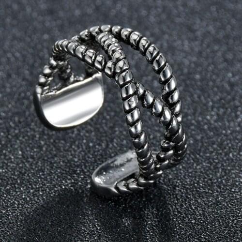 Vintage Weave Shape Rings For Women Fashion Silvery Color Punk Trendy Engagement Rings Jewelry Anillo Hombre