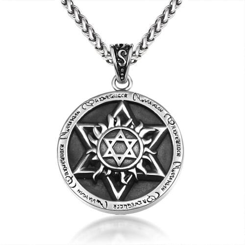 Magen David Pendant Star of David Jewish Necklace kabbalah unisex Titanium metal Necklace