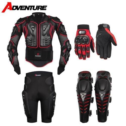 HEROBIKER Motorcycle Jacket Red Body Armor Anti-fall Protective Suit Motocross Racing Jacket Moto Protection Body Armor 4 Piece