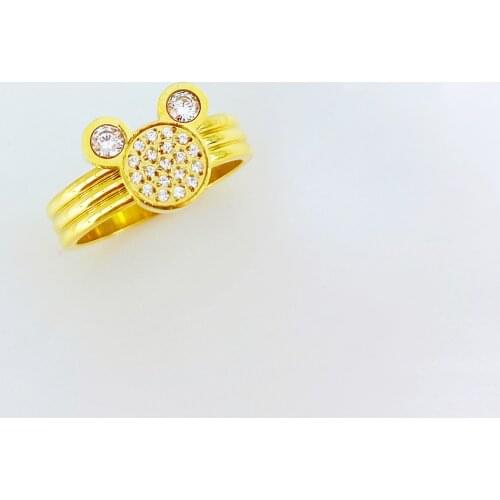 Cartoon Kawaii Mouse Ring Titanium Steel Chain Ring Inlaid Crystal Fashion Trendy Women Jewelry Birthday Gift