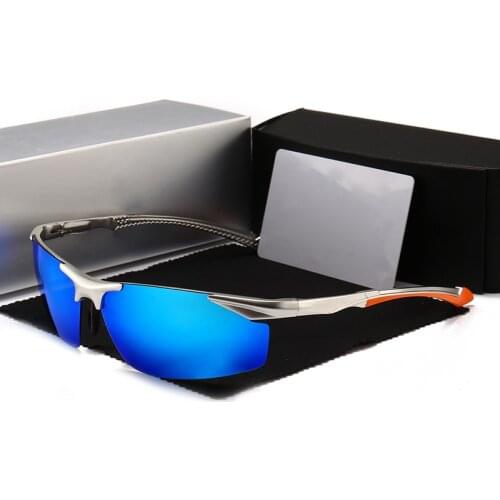 Polarized Sunglasses Men Driving Glasses UV400 Luxury Brand Designer Mercede Aluminum Magnesium Semi-Rimless Sun Glasses 8585