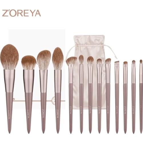 Zoreya 13pcs Makeup Brush Set Kit Soft Fiber Eye Face Brushes Eyeshadow High Quality Cosmetic Tools Synthetic Hair Box Gift Pro