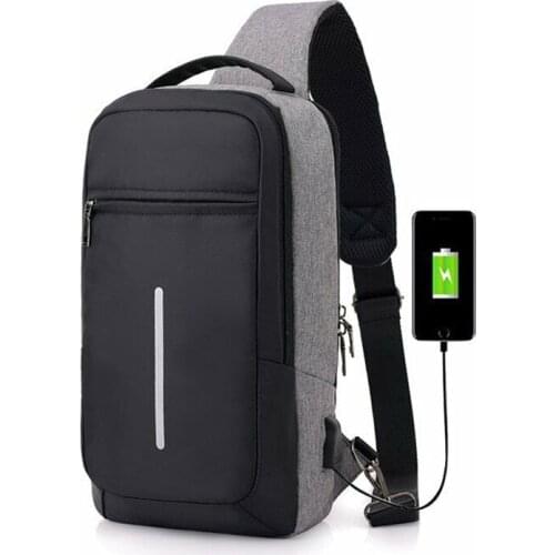 USB Design Chest Bag Waterproof Men Messenger Bag Casual Sling Shoulder Bags