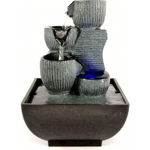 LED Flowing Water Desktop Fountains Wealth Good Lucky Feng Shui Desktop Decorations Zen Meditation Yoga Peaceful Ornaments