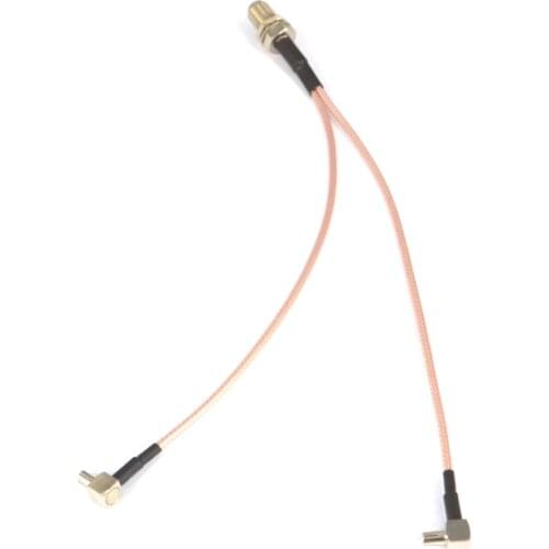 F to Y type 2 X CRC9/TS9 Male rightangle Connector Splitter Combiner Cable Pigtail RG316 17CM/6.7inch