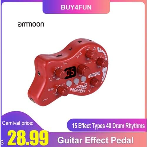 Ammoon PockRock Portable Guitar Multi-effects Processor Effect Pedal 15 Effect Types 40 Drum Rhythms Tuning Function