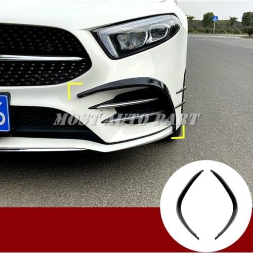 Carbon Fiber Look Black Front Bumper Grille Fog Light Cover Trim For Mercedes Benz A-Class W177 A35 AMG 2019-2021 2pcs
