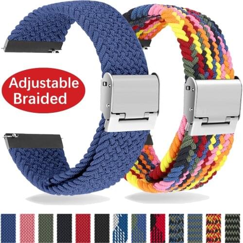 20mm 22mm Braided Nylon Band for Samsung Galaxy Watch 3 46mm 42mm active 2 Gear S3 Bracelet for Huawei GT 2 2e Pro for amazfit