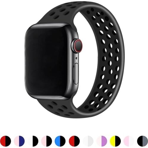 Elastic Silicone strap for Apple Watch Band 42mm 38mm Breathable bracelet Solo Loop iWatch SE/6/5/4/3/2/1 44mm 40mm wristband