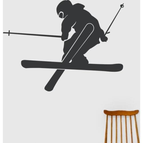 Removable Home Decor Sports Silhouette Decals E-co Friendly Vinyl Wall Stickers Sport Teens Bedroom Freestyle Skier Decal ZA682