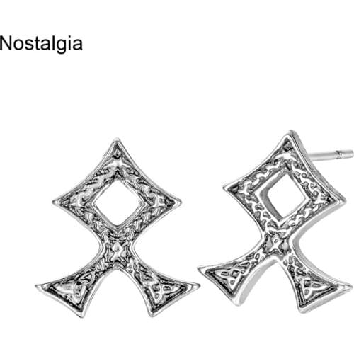 Nostalgia Viking Rune Othala Norse Runic Amulet Earrings For Men Studs