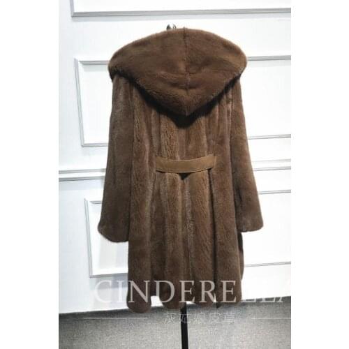 2019 new full mink coat female with cap in the long section of Korean version of the imported mink winter warm fur coat