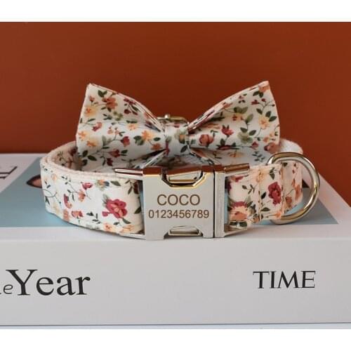Cute Soft Dog with Bowtie, Detachable Adjustable Bow Tie Collar Dog Collar And Leash Set Pet Gift For medium dogs 4 Four Sizes