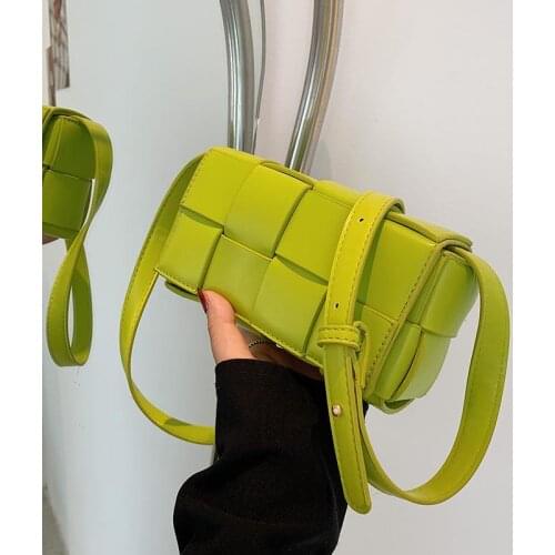 Shoulder Bag Female Designer Crossbody Bag Backpack Handbag Purse Women Bag All-match Fashion 2021 Weave PU Leather Solid Color