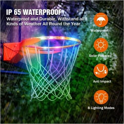 Solar Powered LED Basket Hoop Strip Light Lamp 1.5M 45led for Basketball Rim Frame Outdoor Waterproof Playing At Night Shooting