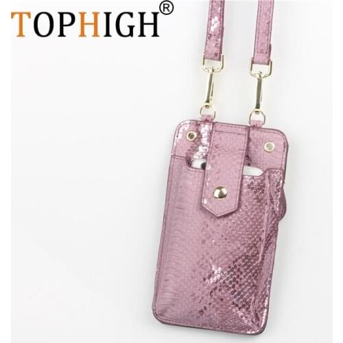 TOPHIGH Newly Crossbody Shoulder Bag For Women 2021 Python Purple Cell Phone Pocket Ladies Purse Clutch Fashion Hasp Handbags
