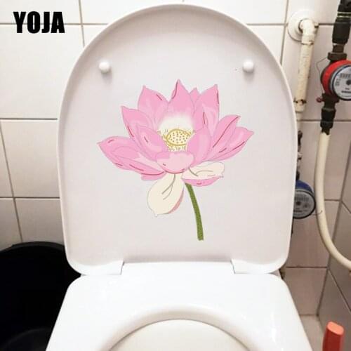 YOJA 21.8*22.6CM Lotus Creative Wall Stickers For Kids Rooms Bathroom Toilet Seat Decoration T1-0561