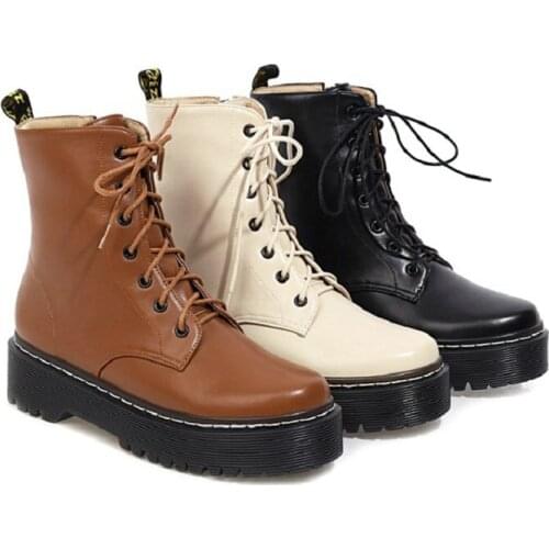 Sianie Tianie Winter Combat Working Military Western Womans Shoes Rubber Thick Sole Woman Ankle Martin Motorcycle Cowboy Boots